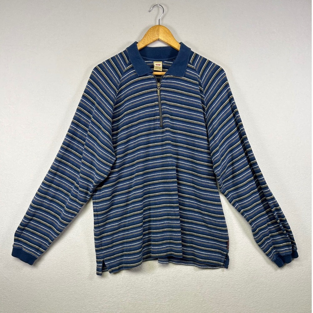 Levi's Men's Striped Quarter Zip Long Sleeve Casual Shirt Size L